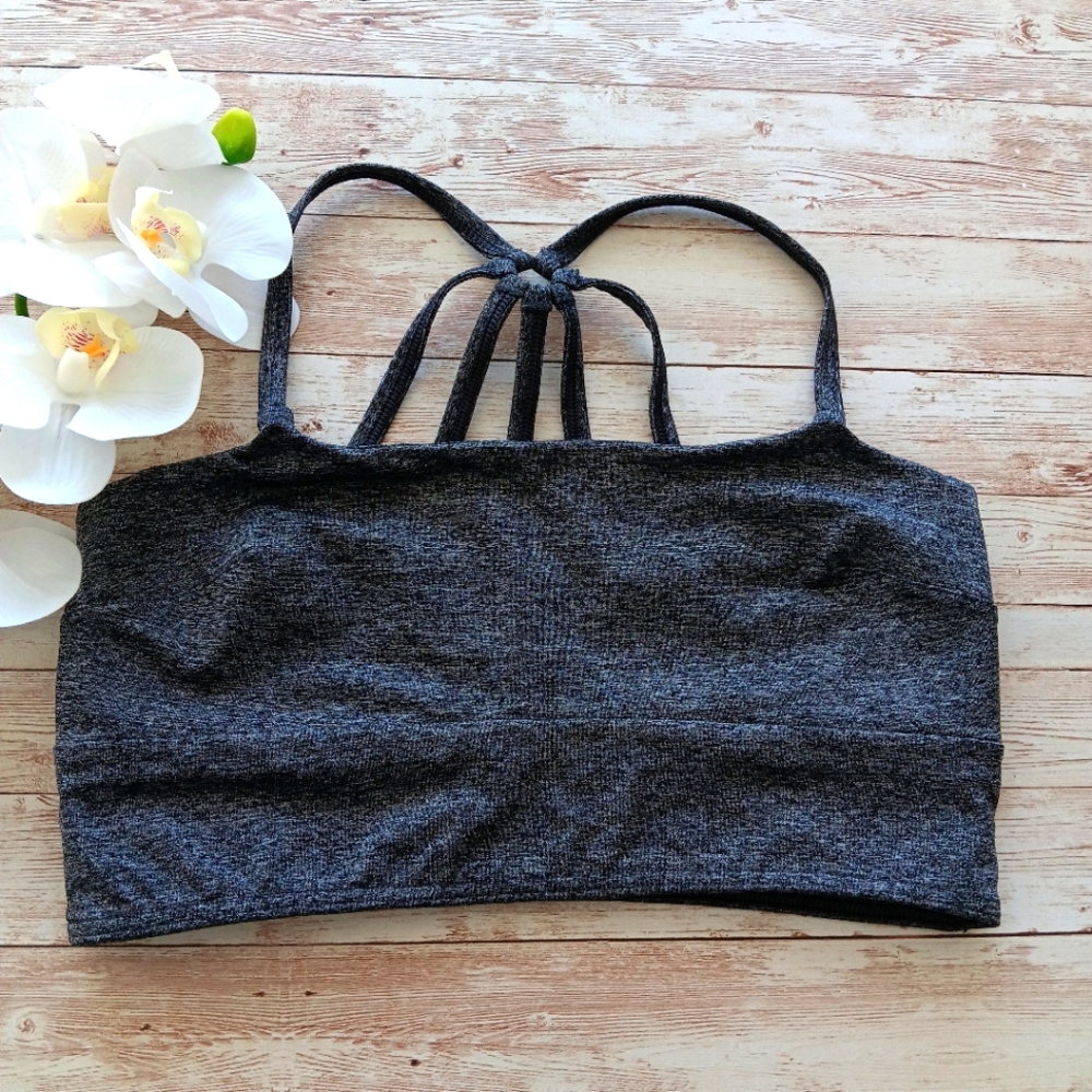 Soma sport gray strappy ring back unlined wirefree sports bra size S EUC